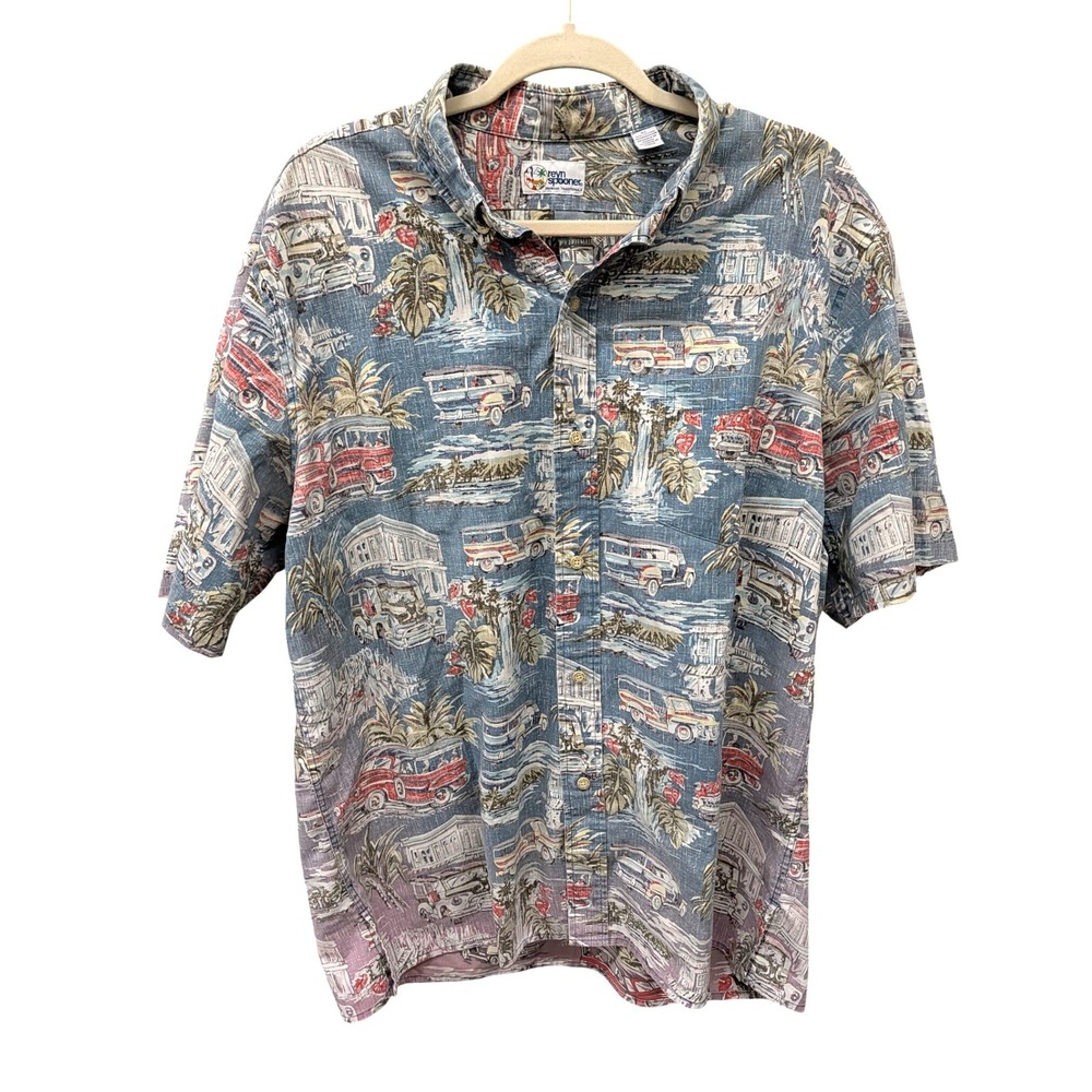 Reyn Spooner Men's Hawaiian Traditionals Vintage Car Scenic Print Shirt- XL